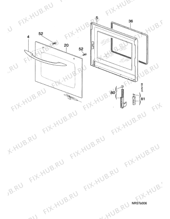 Взрыв-схема плиты (духовки) Privileg Quelle EH50550 (B), 60134 - Схема узла Door 003